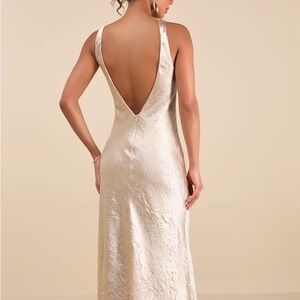 Lulu's Elegant Cream Backless Dress